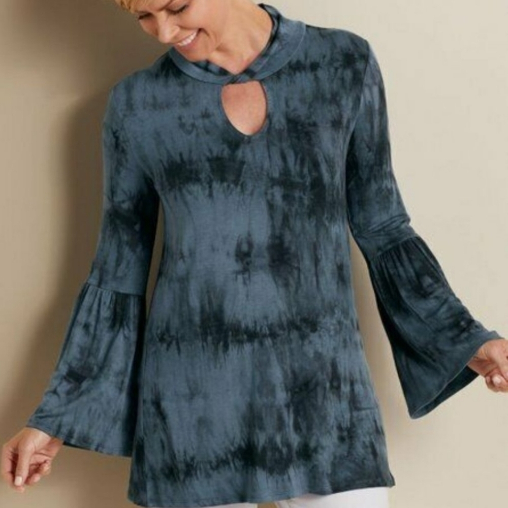 Soft Surroundings Nerissa Tie-Dye Bell Sleeve Top Women's Size Medium